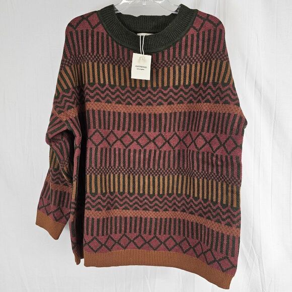 And The Why Red Orange Gray Knit Sweater Soft Women's Size M/L Cosby - Picture 1 of 5